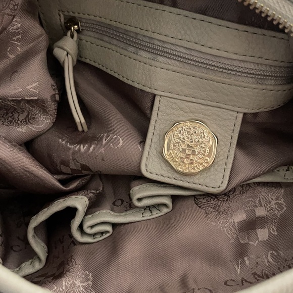 VINCE CAMUTO TAUPE & GOLD STUDDED HANDBAG - Picture 2 of 14